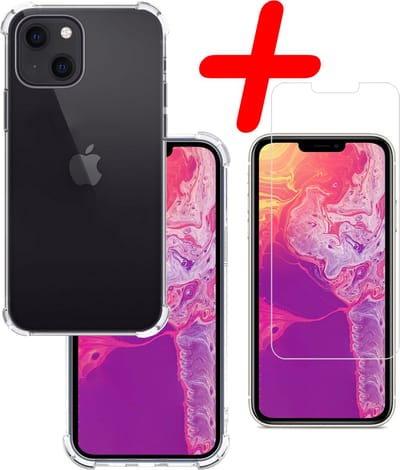 Hoesje Met Screenprotector - Geschikt voor Apple iPhone 14 - Sterk & Shockproof - Siliconen Case - Back Cover - Telefoon Hoes - Shock Proof - Transparant