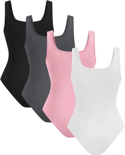 Livano Bodysuit Dames - Jumpsuit - Corrigerend Ondergoed - Body plunge - Lingerie - Setje Vrouwen - 4 Pcs - Gemengd 3 - Maat S