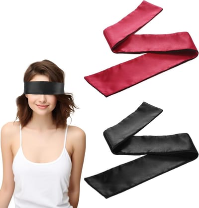 Verstelbare Satijnen Oogmasker voor Volwassenen, Sexy Slaapmasker voor Stellen, Perfect voor Reizen, Spellen en Romantische Avonden, 2 Stuks in Wijnrood en Zwart