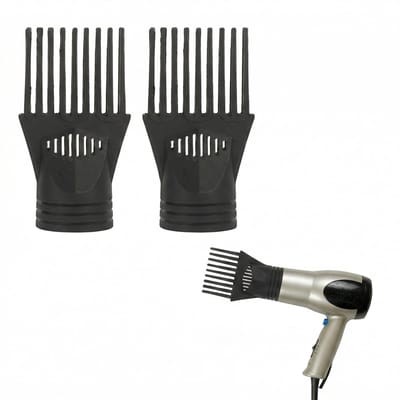 Dailygoods - Haardroger Kam Diffuser - Haardrogeraccessoires - Eenvoudig te installeren - Zwart - Kammen - Geschikt voor de meeste haardrogers - 2 stuks