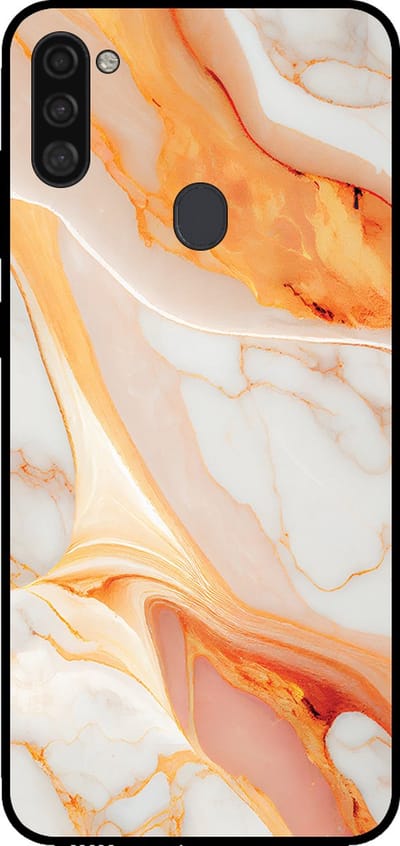 Smartphonica Telefoonhoesje voor Samsung Galaxy A11 met marmer opdruk - TPU backcover case marble design - Oranje geschikt voor Samsung Galaxy A11