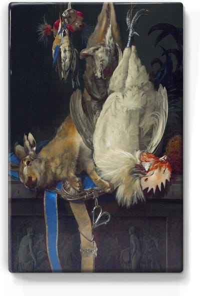 Still Life with Dead Game - Willem van Aelst - 19,5 x 30 cm - Niet van echt te onderscheiden schilderijtje op hout - Mooier dan een print op canvas - Laqueprint.
