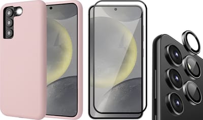 Hoesje geschikt voor Samsung Galaxy S24 - Screenprotector Volledig Dekkend Glas & Camera Protector - Mat Back Case Roze