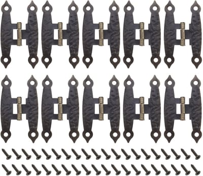 Dailygoods- Scharnieren Antiek Brons - 10 Stuks - Met Schroeven - Metalen Scharnieren - Meubelscharnier - Eenvoudig te Installeren - 65x34mm