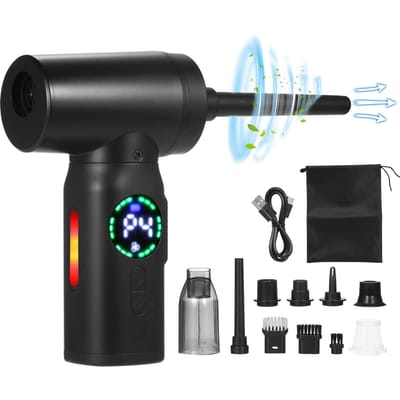Geevorks Persluchtstofzuiger - Stofzuiger met digitaal scherm Borstelloze motor, 120W 110000RPM zwart