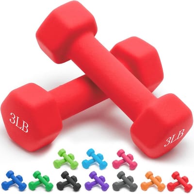 Uniseks set van 2 neopreen halters handgewichten slip anti-rol rood 1.4 kg paar set