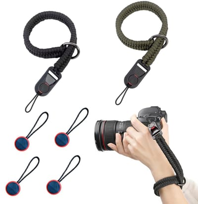 Dailygoods - 2 stuks camera polsband met snelsluiting (4 stuks) – Quick Release Paracord touw handriemen met verstelbare D-ringen voor DSLR of spiegelloze camera's – Duurzaam en comfortabel ontwerp voor fotografen