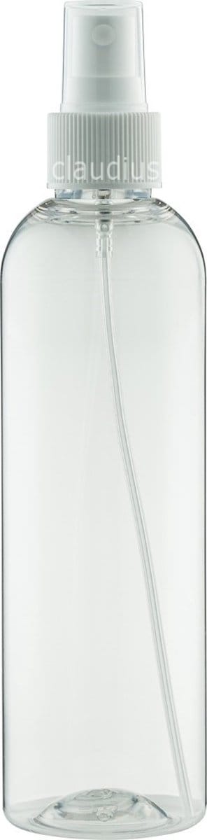Lege Plastic Fles 250 ml PET Tall Boston 24 - transparant - met Witte verstuiverdop – set van 5 stuks - Navulbaar - leeg