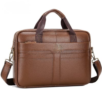 Aktetas - Laptoptas - Schooltas - Schoudertas - Leder - Camel