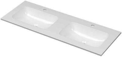 INK Aspekt Wastafel Porselein Dubbel met 2 Kraangaten - 1200x450x15 mm - Glans Wit