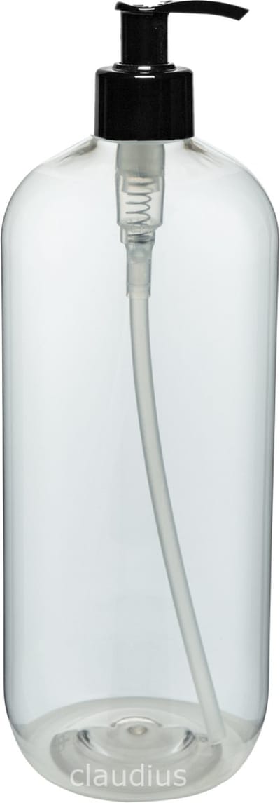 Lege Plastic Fles 1 liter PET transparant - met zwarte pomp - set van 10 stuks - navulbaar - Leeg