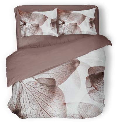 Eleganzzz Dekbedovertrek Blossom Dreams - Taupe - Dekbedovertrek 200x200/220cm - Micropercal -Tweepersoons - Dekbedovertrekken- Bloemen Dekbedovertrek