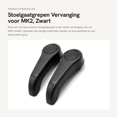 Dailygoods- Stoelgaatgrepen Zwart - Vervanging voor MK2 - 2 Stuks - Eenvoudige Installatie - Stevige Materialen - Pakketmaat 12x4x3cm - Stoelhandgrepen