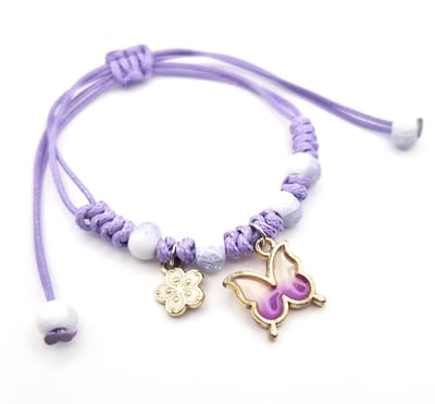 Armband Meisje- Paars- Armband Vlinder- Meisjes armband Vlinder- Touwarmband Meisje- Sterretje- Kind- LiLaLove