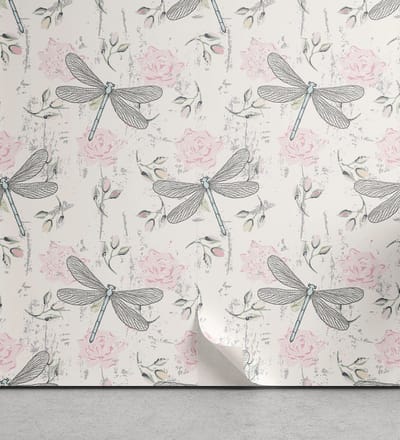 ABAKUHAUS libelle, aftrekbaar en zelfklevende behang voor thuis, zelfklevende woonkamerkeuken, 33 cm x 250 cm, lichtroze lichtgrijs