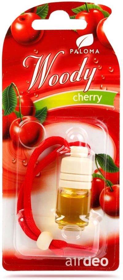 Auto Luchtverfrisser Woody Cherry – Houten Geurhanger met Kersengeur – 4 ml – Werkt tot 1 Maand – Langdurige Parfumgeur voor Auto Interieur 1 Stuks [P09569]