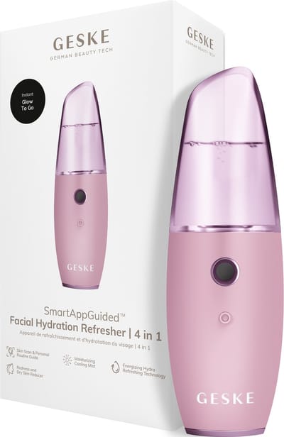 GESKE | SmartAppGuided™ Facial Hydration Refresher | 4 in 1 | Waterverstuiver | Gezichtsstomer | Waterspray | Face mist | Gezichtsreinigingsapparaat | Mist | Cosmetica | Natuurlijke glans