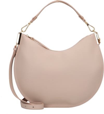 COCCINELLE Leren Schoudertas Sunup Handbag Double Grainy Leather Rosette / Warm Taupe Beige