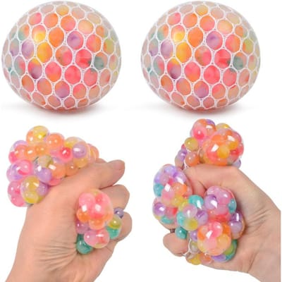 Regenboog Kralen Squishy Fidget Bal Stressverlichter Speelgoed voor Kinderen Volwassenen Leuk Drukverminderend Sensorisch Spel white