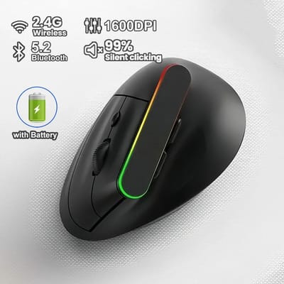 RGB Verticale Muis 2.4G Draadloze Muis Dual Mode Bluetooth Muis Ergonomische Muis Oplaadbare Muizen Stille Muis voor PC Laptop