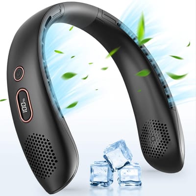 Nekventilator - draagbare USB stille bladloze nekventilator met 360° luchtstroom 3 snelheden oplaadbaar voor kantoor thuis reizen buiten (Zwart)