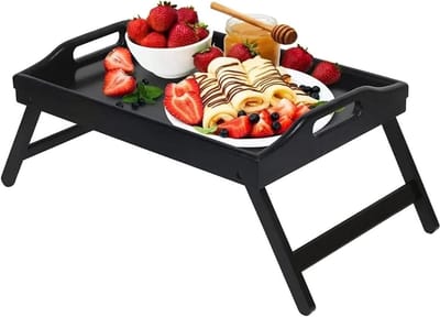 Opvouwbare Laptop Bureau - Leestafel Bed - Ontbijt en Werk - Compact Opvouwbaar Ontwerp - N.v.t. - Houtkleur