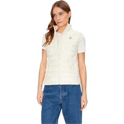 Guess dames mouwloos donsjack mini driehoek