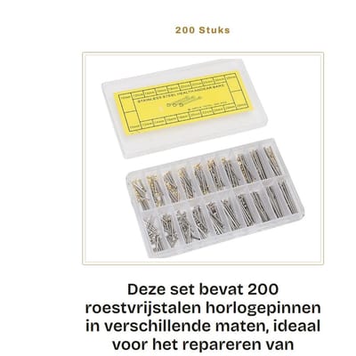 Dailygoods- Horlogepin 200 Stuks - Roestvrij Staal - Wrijvingsband - Reparatieset - 10 Maten - Geschikt voor Diverse Riemen - Horlogeaccessoires