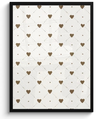 Poster in lijst - Fotolijst 50x70 cm - Posters - Hartjes - Patroon - Raster - Klassiek - Posterlijst zwart - Decoratie - Wanddecoratie woonkamer - Muurdecoratie slaapkamer