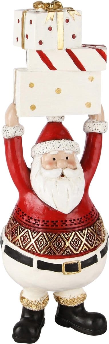 Dekoratief | Santa staand m/cadeautjes, rood, resina, 9x7x22cm | A245900