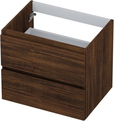 INK® wastafelonderkast 2 laden greeploos met houten keerlijst 60x45x52cm, koper eiken