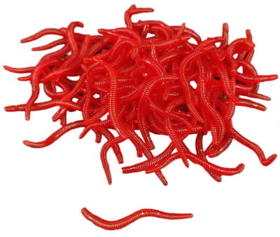 25 stuks - Imitatie wormen 3,5cm rood- Baarsvissen - Nep pieren - Kunstaas - Softbait - Streetfishing