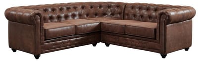 Vente-unique Hoekbank CHESTERFIELD van microvezel met verouderde look