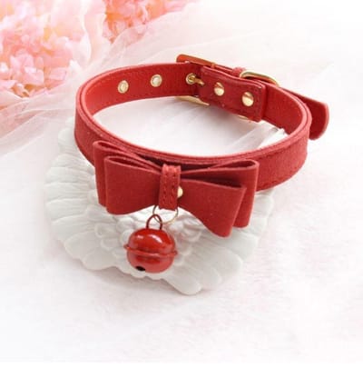 Sexy Klinknagel Choker met Bel - Rood -Alternatieve Metaal Pu Lederen Kraag Bell Slave Kostuum Bdsm Bondage Ketting Nekband Sex Toys