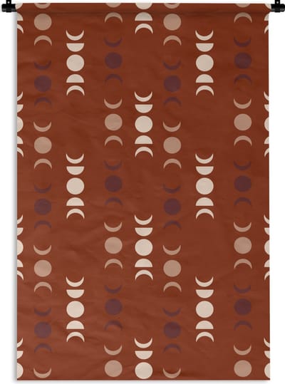 Wandkleed - Wanddoek - Maan - Rood - Patroon - 120x180 cm - Wandtapijt
