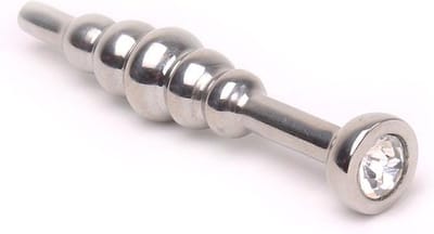 Bolletjes dip stick penis plug met transparant kristal
