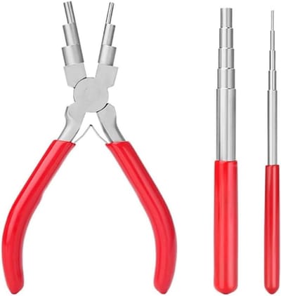 Draadslijpgereedschap Set - Draadvormers Tang - Sieraden Maken - 6-in-1 Beugeltang - 10 Maten Doorn - Rood