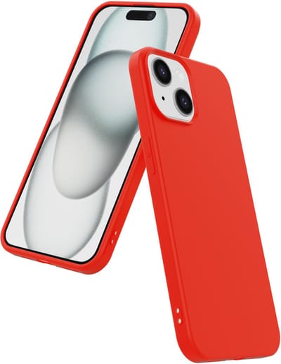 Smartphonica Telefoonhoesje Geschikt voor iPhone 15 Siliconen met Zachte Beschermende Binnenkant - BackCover Case Soft Inside - Rood geschikt voor iPhone 15
