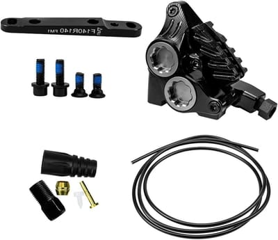 Fiets Remklauw - Hydraulische Rem - Fietsen Verbeteren - Vier Zuigers CNC - Flat Mount - Zwart