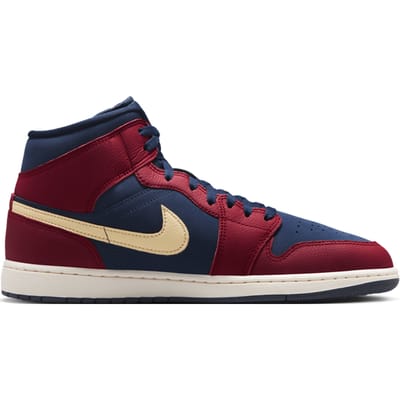 Jordan Aj1 Mid Sneakers Heren - Rood - Maat 43 - Leer, Synthetisch
