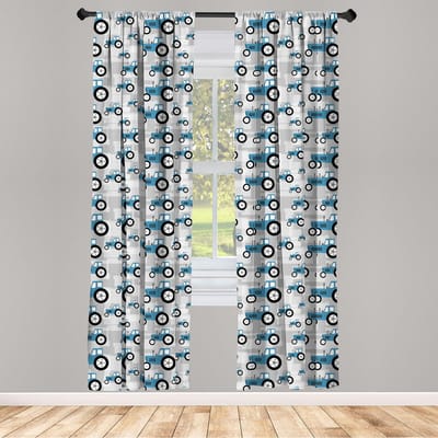 ABAKUHAUS Gordijnen – 2-pack 75x175 cm – microvezel – zeeblauw/lichtgrijs
