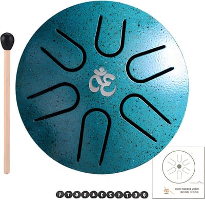 Stalen Tongtrommel - Tank Drum Handpan - Muziek Leren - 6 Tonen - 7.8 cm - Blauwe Zee