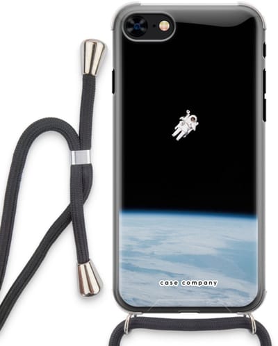 Case Company® - Hoesje met koord geschikt voor iPhone 8 hoesje met Koord - Alone in Space - Telefoonhoesje met Zwart Koord - Bescherming aan alle Kanten en Over de Schermrand