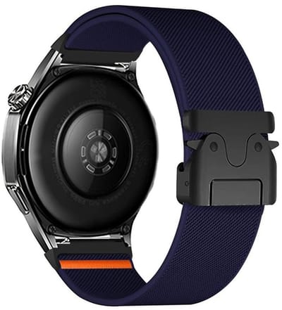 Nylon bandje - geschikt voor Garmin Venu (2 Plus) / Venu SQ (2) / Vivomove (Style - Sport) / Vivoactive 3 / 5 / 6 / Forerunner 55 / 165 / 245 / 645 / 570 - 42mm - donkerblauw