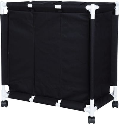 Wasmand op Wielen 3 Compartimenten 137 l - Opbergmand - Mand - Wassorteerder