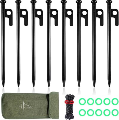 Haringen Set - Stormvast Grondpennen - Kamperen Outdoor - Lichtgevende Veiligheid - 20 cm 8 Stuks