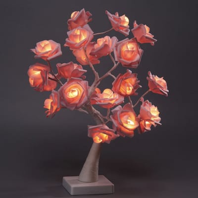 MIRO Lichtboom Roze Rozen - Lichttakken - Warm Wit Licht - Led - USB & Batterij - Kerst - Woonkamer - Slaapkamer - Decoratie - Nachtlampje - Aan & Uit Knop