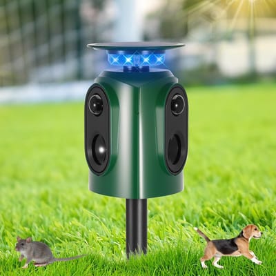 Ultrasone Kat Afschrikker voor de Tuin met 360° PIR Sensor, Oplaadbaar en Waterdicht voor Vogels en Duiven