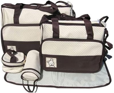 Baby Verzorgingstas - Luiertas set - Baby verzorgen - 5-delige set - 41cm x 15cm x 30cm - Bruin