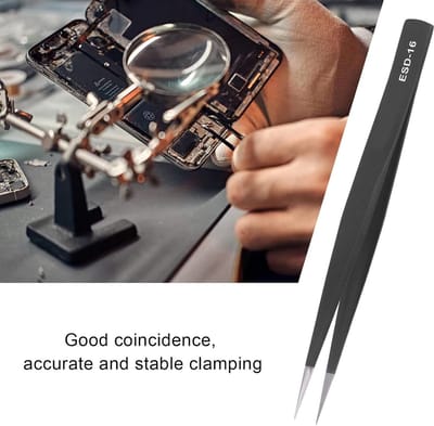 Anti-statische pincet - Precisie tang - Elektronica reparatie - Hittebestendig ontwerp - 125 mm - Zilver
